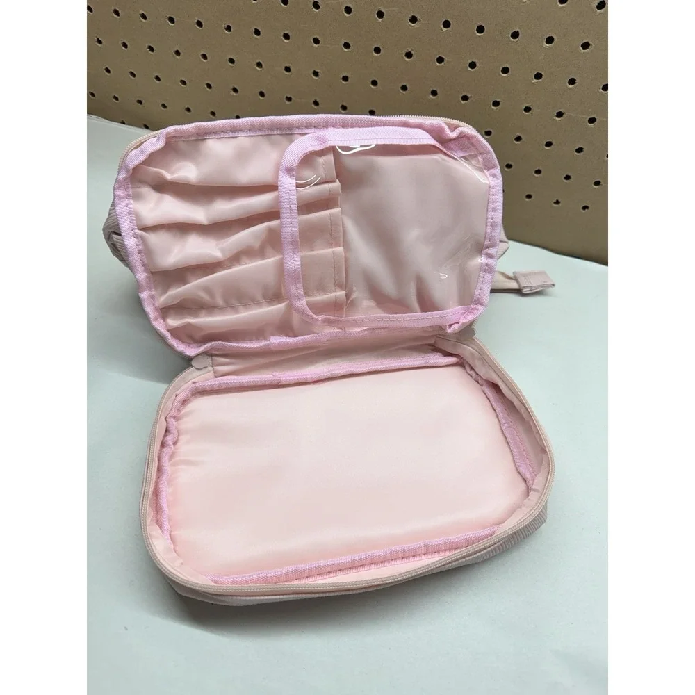 fancii Macy Makeup Bag Pink Vegan Leather Travel Cosmetic Case NWT